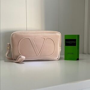 Valentino Velour Cosmetic Bag With Born In Roma Green Stravaganza Eau De Parfum